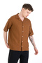 Relax Fit Relaxed Fit Short Sleeve Linen Blended Apaj Collar Sports Men's Shirt - 3