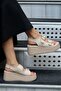 High Wedge Heeled Double Buckle Elastic Back Women's Sandals - 2