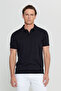 Men's Black 100% Cotton Standard Fit Regular Fit Polo Neck Knitwear T-Shirt - 3