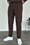 Men's Pleated Double Leg Brown Fabric Trousers Ke-1024 - 2