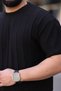 Men's Black Crew Neck Knitted T-Shirt - 3