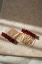 2 Pieces Crystal Beaded Gold Mini Comb Buckle, Engagement-Wedding Hair Accessory, 4 cm - 4