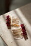 2 Pieces Crystal Beaded Gold Mini Comb Buckle, Engagement-Wedding Hair Accessory, 4 cm - 3