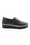 Women's Thick Sole Silver Stone Banded Comfort Shoes Black