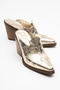 Women's Pointed Toe Heeled Western Slippers Zy 8218 Gold - 2