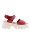 144 Women's - Genuine Leather Claret Red Sandals, Thick Sole and Cross Strap