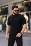 Men's Black Crew Neck Knitted T-Shirt