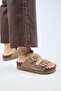 Alexa Women's Leather Genuine Leather Double Buckle Platform Mink Slippers - 6