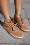 Paok Women's Nude Real Suet Double Lace Detail Sneaker - 7