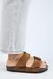 (Vina 2) Women's Genuine Leather Double Velcro Tan Slippers - 2