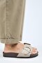 (Alandra 2) Women's Genuine Leather Single Buckle Beige Slippers - 2