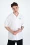 Relax Fit Relaxed Fit Short Sleeve Linen Blended Chest Embroidered Apaj Collar Sports Men's Shirt