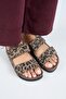 (Vina 2 Leopard) Women's Genuine Leather Double Velcro Mink Slippers