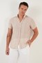 Striped 100% Cotton Slim Fit Short Sleeve Shirt Men Shirt Cf23s116097 - 6