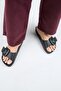 (Alandra 2) Women's Genuine Leather Single Buckle Black Slippers - 7