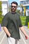 Men's Khaki Combed Cotton 10O Cotton Oversize Relaxed Cut Short Sleeve T-Shirt - 5