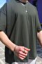 Men's Khaki Combed Cotton 10O Cotton Oversize Relaxed Cut Short Sleeve T-Shirt - 6