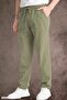 Summer Linen Trousers Raw Fabric Sweatpants Elastic Waist Unisex Comfortable Fit (Khaki) - 5