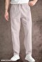 Summer Linen Trousers Raw Fabric Sweatpants Elastic Waist Unisex Comfortable Fit (Cream)