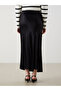 Black Standard Fit Satin Women's Skirt - 4