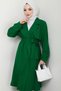 Summer Double Breasted Collar Trench Coat Double Suit Emerald Green Hm2703 - 2