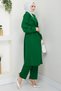 Summer Double Breasted Collar Trench Coat Double Suit Emerald Green Hm2703 - 4