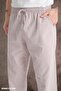 Summer Linen Trousers Raw Fabric Sweatpants Elastic Waist Unisex Comfortable Fit (Cream) - 3
