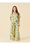 Blue Petite Shirt Collar Floral Women's Pajamas Set - 2