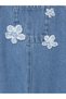Lcw Kids Blue Square Collar Embroidered Girl's Jean Salopet Dress - 2
