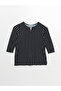 Lcw Grace Navy Blue Crew Neck Polka Dot Patterned Women's T-Shirt - 5
