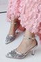 Bridal Handmade Handcrafted Pearl-Detail Pointed-Toe Thin-Heeled Women's Shoes - 5
