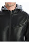 Nevavm Slim Fit Hooded Men's Leather Look Jacket with a Difference - 3