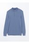 Southblue Blue Polo Neck Long Sleeve Men's Knitwear Sweater - 5