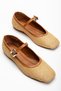 Women's Ballerina Ballerina Tan Straw Detailed Helmet Blunt Toe