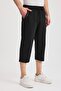 Men's Black Bermuda Knee Length Capri Long Shorts with Side Pockets and Adjustable Elastic Waist - 4