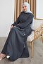 Sivya طوق زر Cummerbund محبوك أنثراسايت Ferace - 4