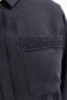 Black-Striped Lace Detailed Large Size Modal Shirt - 4