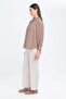 Mink-Fishtail Collar Detailed Shirred Shirt - 3