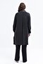 Black-Striped Lace Detailed Large Size Modal Shirt - 3