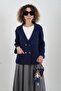 Navy Blue Steel Knitted Knitwear Jacket - 5