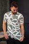 Men's Green White Pattern Flexible Wrap Regular Fit Short Sleeve Shirt 25Egmlgımm - 5