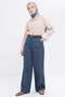 Indigo-Pleated Lycra Wide Leg Trousers - 2