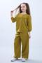 Wide leg seasonal girl's linen suit green