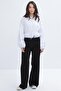 Black-Lycra Wide Leg Gabardine Trousers - 2