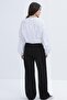 Black-Lycra Wide Leg Gabardine Trousers - 4