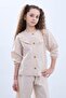 Wide leg seasonal girl's linen suit beige - 2