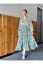 Valerie Chiffon Flared Lined Long Skirt Women's Green - 2