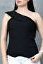 Asymmetrical Cross Madonna Collar Sleeveless Ribbed Summer Knitwear Blouse - 4
