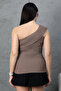 Asymmetrical Cross Madonna Collar Sleeveless Ribbed Summer Knitwear Blouse - 2