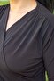 Women's Black Double Breasted Sandy Fabric Blouse 25Kblz4058 - 7